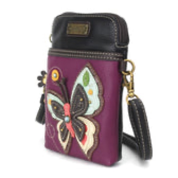 Chala Purple Butterfly Cellphone Crossbody Handbag - Convertible Strap - Picture 2 of 14